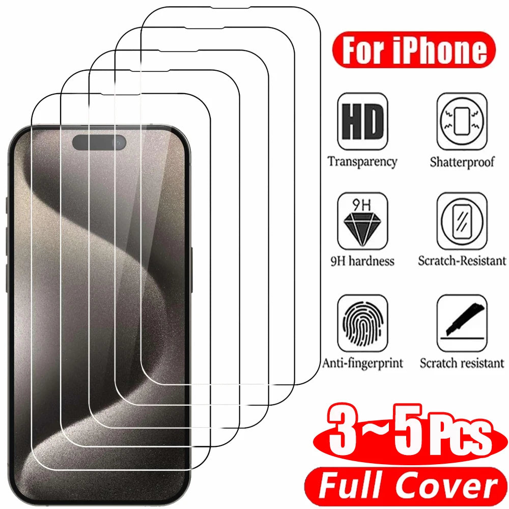 Film iPhone 17 16 15 Pro Max en verre transparent.