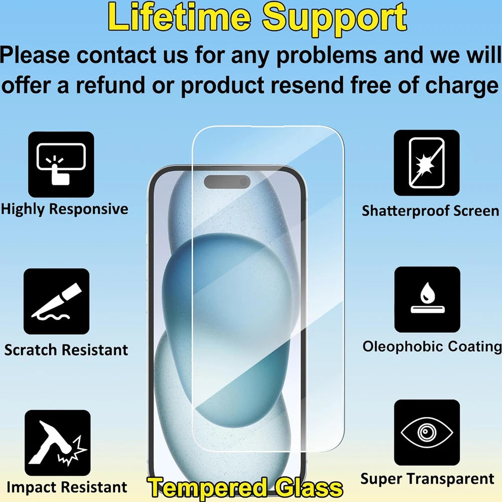 Film iPhone 17 16 15 Pro Max en verre transparent.