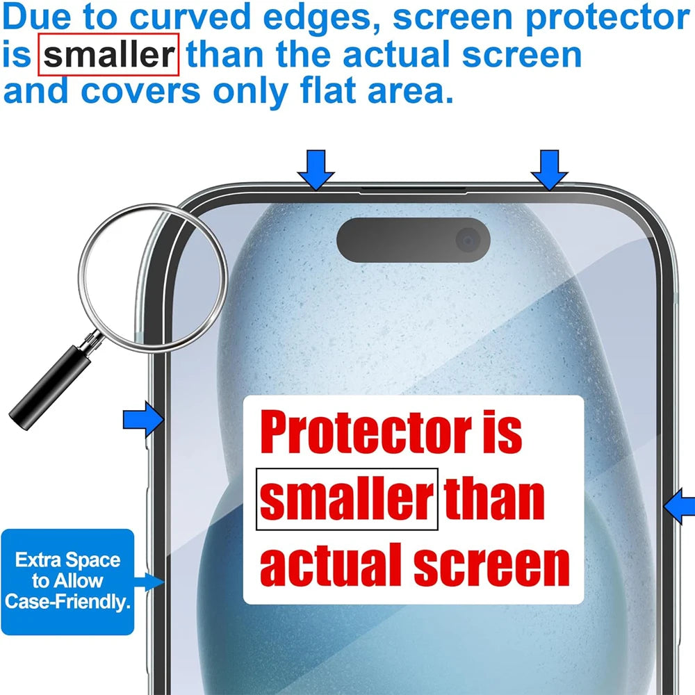 Film iPhone 17 16 15 Pro Max en verre transparent.